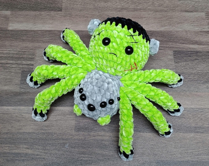 Frankenstein Spider Crochet Pattern: Easy No-Sew Halloween Decor (PDF)