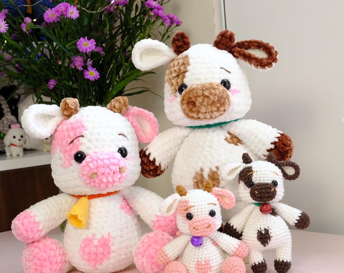 Cow Crochet Amigurumi Pattern Bundle, US Term (PDF Pattern)