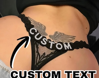 Custom Name Thong – Personalized Bridal Lingerie – Custom Text Thong for Her – Bridal Underwear