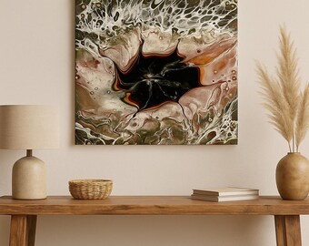 Die Amöbe Original Acrylbild, moderne flüssige Kunst Leinwand, lebendige abstrakte Wanddekoration, handgefertigtes einzigartiges zeitgenössisches Kunstwerk