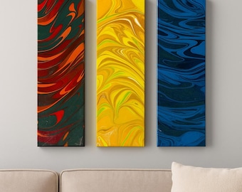 Acrylic Pour Painting Set, Original Fluid Art Collection, Modern Abstract Wall Decor, Handmade Colorful Canvas Artwork for Home or Office
