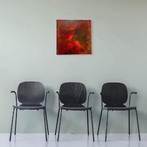 Peinture acrylique originale pour coulée : 12&quot; Art fluide psychédélique sur toile