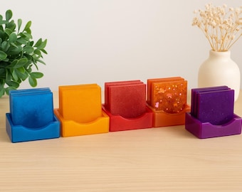Handgemaakte glitterhars onderzetter met houder Luxe sprankelende onderzetters Uniek tafeldecor Shiny Resin Home cadeauset Handgemaakte onderzetters