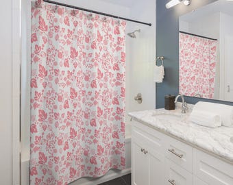 Vintage Pyrex Pink Gooseberry Inspired Shower Curtain