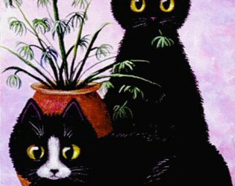 Black Cat Art 8x10 Giclee Print Creationarts