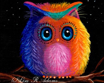 Colorful Owl Giclee Art Print of Painting Creationarts