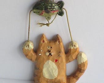 Kurt Adler Cat Fishing Christmas Ornament Decor Shelf Sitter