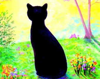Black Cat Silhouette 8x10 Giclee Print Creationarts