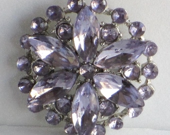 Starburst Lavender Rhinestone Brooch 1.5"