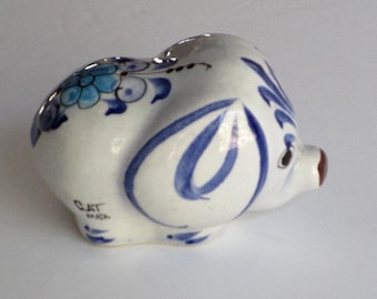 Mexican Pottery Tonala Elephant Figurine Small 2 " Figural Mexico Folk Art Signed