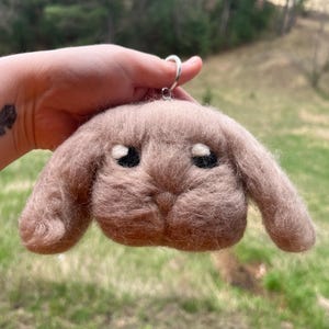 Handmade Needle Felted Lop Bunny Keychain