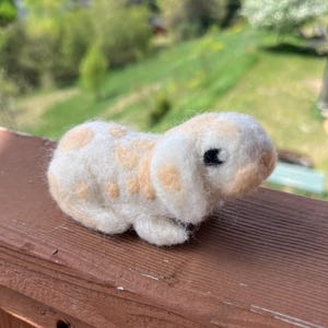Handmade Needle Felted Lop Ear Rabbit, White And Orange