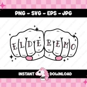 Elder Emo Knuckle Tattoos | PNG, SVG, EPS, Jpg | Alt Goth Emo cute trendy files | Vector for Cricut Silhouette Juliet | tattooed mom sticker