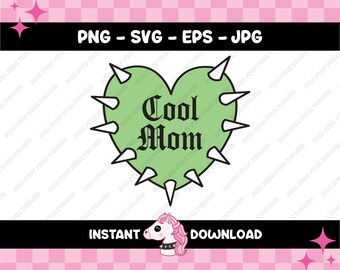 Mamá genial con corazón de Spike / Chica punk PNG SVG (Descarga digital)