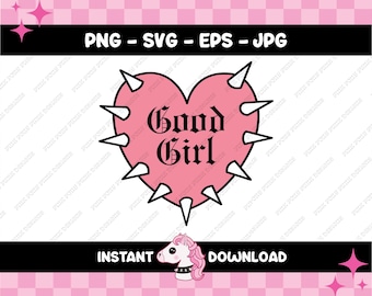 Good Girl spike heart | Digital Download | png svg jpg eps | bookmark svg png | BookTok spicy smut readers, gifts for bookish, dark romance