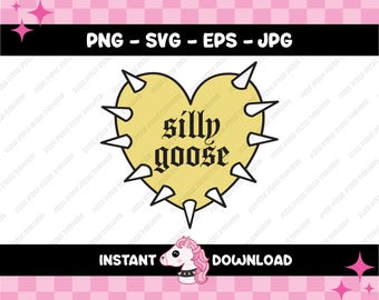 Corazón de ganso tonto con pinchos / Descarga digital / png svg jpg eps / regalos para chicas punk, emo, góticas y alternativas / Malos, punk y moda alternativa