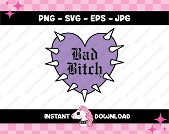Clipart de corazón con pinchos de perra malvada / DIY punk gótico (descarga digital)