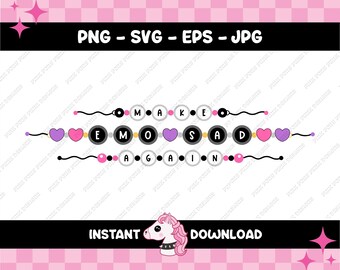 Vuelve a entristecer a los emo SVG PNG / Diseño de pulsera de la amistad punk (descarga digital)