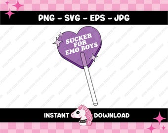 Fanático de los chicos emo / Descarga digital / png svg jpg eps / regalos para chicas punk emo alt goth / Camiseta emo del medio oeste Pegatina pop punk Bad Boyz