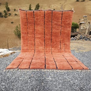 Orange Beni Mrirt Rug: Handmade Moroccan Wool Berber Carpet
