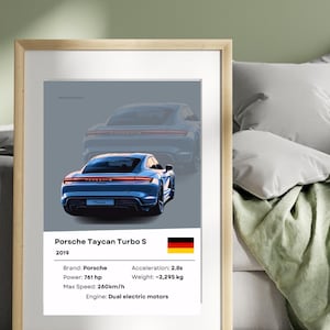 Porsche Taycan Turbo S #11 | Car Poster | Porsche Wall Decor | Car Print | Car Wall Art