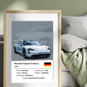 Porsche Taycan Turbo S #10 | Car Poster | Porsche Wall Decor | Car Print | Car Wall Art