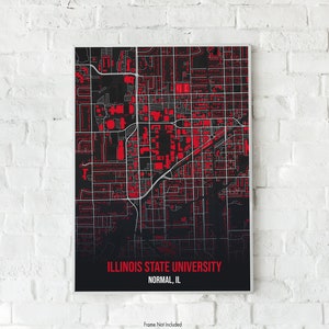 Stampa poster della mappa dell'Illinois State University/Normal Illinois/Regali della mappa della città universitaria