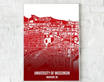 Madison Wisconsin Map Poster Print / College Town Map Gifts