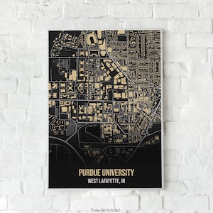 Purdue University | West Lafayette Indiana Map Poster Print / College Town Map Gifts