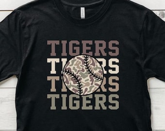 Tigers PNG, Old School Camo, Camouflage Baseball, Mascot, Team, School Spirit Shirt, Digital Download, Boys Mens T-shirt Design