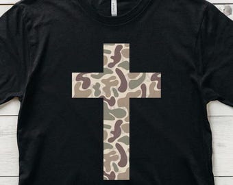 Old School Camo Cross PNG, Digital T-shirt Design