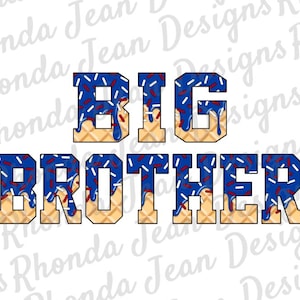 Gran Hermano PNG, Goteo de helado, Goteo azul, Chispas, Letras de cono de waffle, Descarga digital, Diseño de camiseta