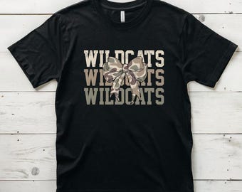 Wildcats PNG, Coquette Bow, Stacked Wildcats, Old School Camo, Camouflage, Team Spirit, Mascot, Digital Download, T-shirt Design