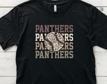 Panthers PNG, Old School Camo, Camouflage Baseball, Mascot, Team, School Spirit Shirt, Digital Download, Boys Mens T-shirt Design