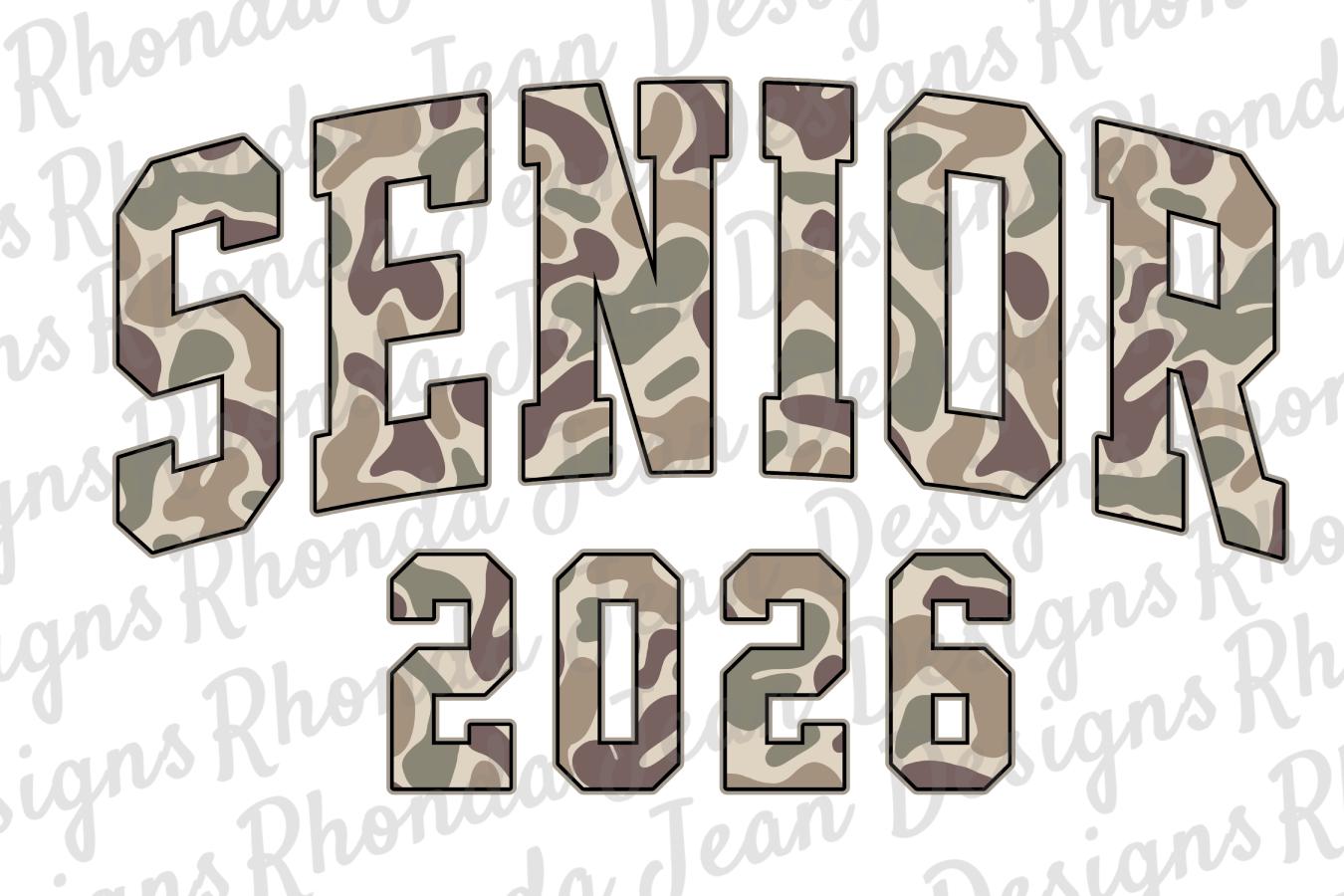 Senior 2026 PNG, Old School Camo, Camouflage, Graduate, Graduation, School Spirit Shirt, Digital Download, T-shirt Design, Sublimation