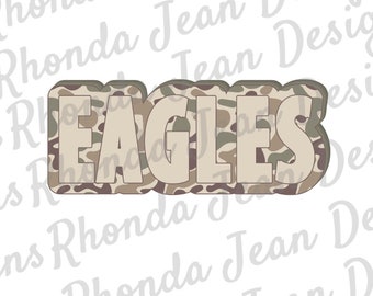 Camo Eagles PNG, School Spirit Design (Digital File)