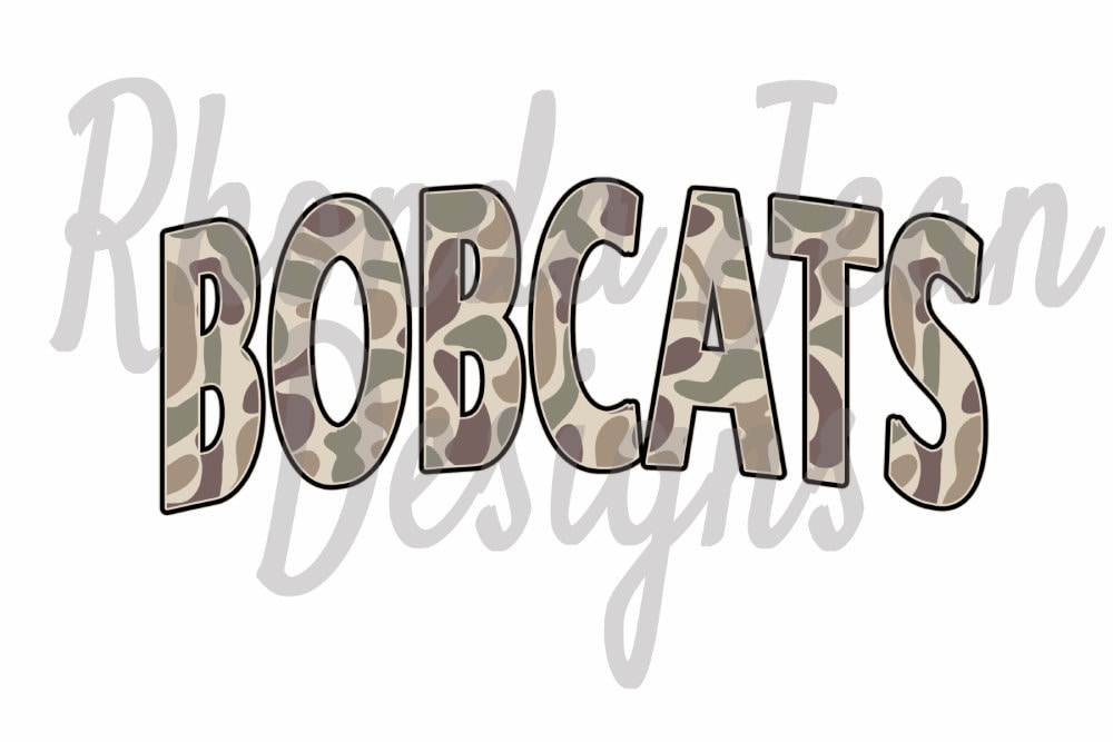 Old School Camo Bobcats All Caps PNG, Maskottchen, Team, Schulgeist-Shirt, digitale Datei, Jungen Herren T-Shirt Design, Sublimationsdesign
