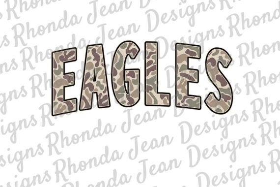 Old School Camo Eagles All Caps PNG, Mascot, Team, School Spirit Shirt, Digital File, Boys Mens T-shirt Design, Sublimation Design
