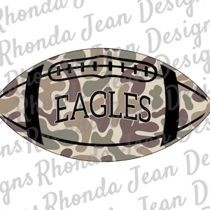 Eagles Old School Camo Football PNG, Digital Download, T-shirt Design, Team Mascot