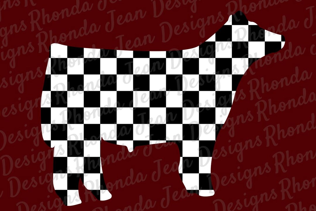 Checkerd Farm Pattern Steer PNG: Black and White Checkered Farm Design (digital Download T ...