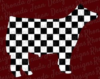 Steer PNG, Black and White Checks, Checkered, Show Cow, Show Steer, Farm Design, School Spirit Shirt, Digital Download, T-shirt Design