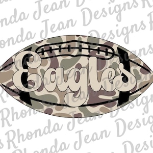 Eagles Old School Camo Football PNG, Digital Download, T-shirt Design, Team Mascot