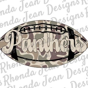 Panthers Old School Camo Football PNG, Digital Download, T-shirt Design, Team Mascot, Vintage Retro Script Font