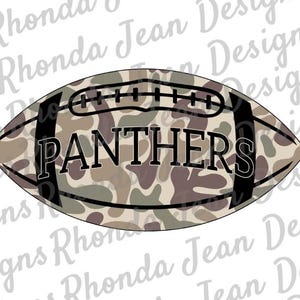 Panthers Old School Camo Football PNG, Digital Download, T-shirt Design, Team Mascot