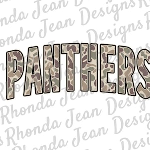 Old School Camo Panthers All Caps PNG, Mascot, Team, School Spirit Shirt, Digital File, Boys Mens T-shirt Design, Sublimation Design