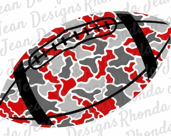 Camo Football PNG: Red & Gray Camouflage Design (Digital Download)