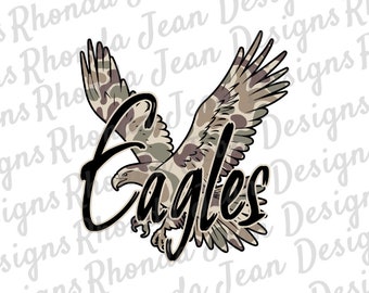 Old School Camo Eagles black lettering PNG, Mascot, Team, School Spirit Shirt, Digital File, Boys Mens T-shirt Design