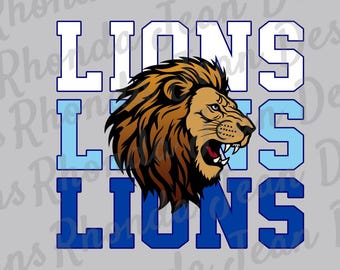 Lions Mascot PNG: T-Shirt Design, (Digital Download)