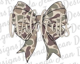 Wildcats Coquette Bow PNG: Camo T-Shirt Design (Digital Download)