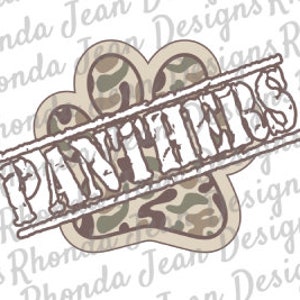 Old School Camo Panthers Pawprint PNG, Mascot, Team, School Spirit Shirt, Digital File, Sublimation Download, Boys Mens T-shirt Design